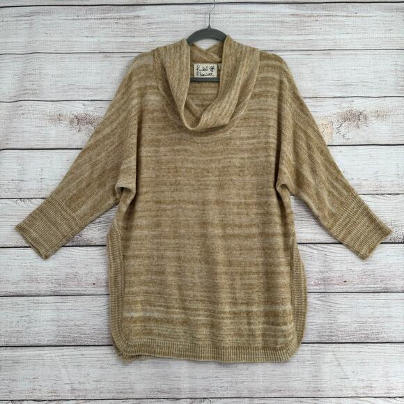 Field and Flower Anthropologie Split Hem Tunic Sweater Womens Medium Beige - Picture 1 of 12